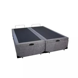 Cama Box Baú Blindado Queen Bipartido HomeQueen Suede Cinza 41x158x198 - 2