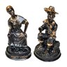 Casal Preto Velho Preta Velha Bronze Dourado Umbanda Estátua - 1