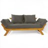 Sofá Japão Futon Cinza em Madeira Maciça Cor Mel - 1