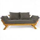 Ver imagem 1 de Sofá Japão Futon Cinza em Madeira Maciça Cor Mel