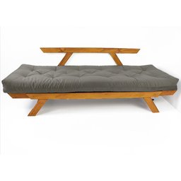 Sofá Japão Futon Cinza em Madeira Maciça Cor Mel - 4