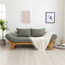 Sofá Japão Futon Cinza em Madeira Maciça Cor Mel - 2