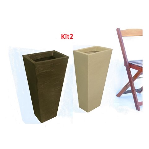 Kit 2 Vaso Planta 60x30 Trapézio Parede Polietileno BGPLASTICOS ROSA 022