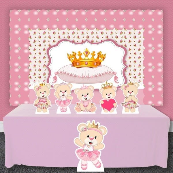 Festa Aniversário Ursinha Princesa Decoração Kit Diamante - 1