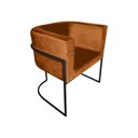 Ver imagem 2 de Kit 8 Poltronas Decorativa Sala de Estar Base de Ferro Preta Veludo Terracota Laranja