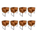 Ver imagem 1 de Kit 8 Poltronas Decorativa Sala de Estar Base de Ferro Preta Veludo Terracota Laranja