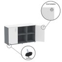 Ver mais imagens de Armário Credenza 2 Portas Pivotante P25 Cinza/Grafito/Branco