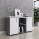 Ver imagem 1 de Armário Credenza 2 Portas Pivotante P25 Cinza/Grafito/Branco