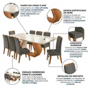 Ver imagem 6 de Conjunto Sala de Jantar 8 Lugares Retangular Tampo em Vidro e MDF Rubhe Yescasa Cinza/Mel/Off White