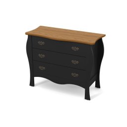 Cômoda Lz Estilo Retrô 3 Gavetas Cor Preto / Cumaru - 2
