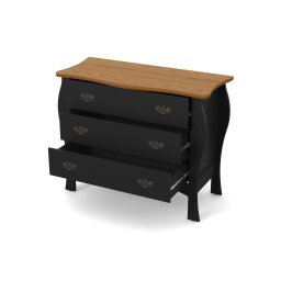 Cômoda Lz Estilo Retrô 3 Gavetas Cor Preto / Cumaru - 3