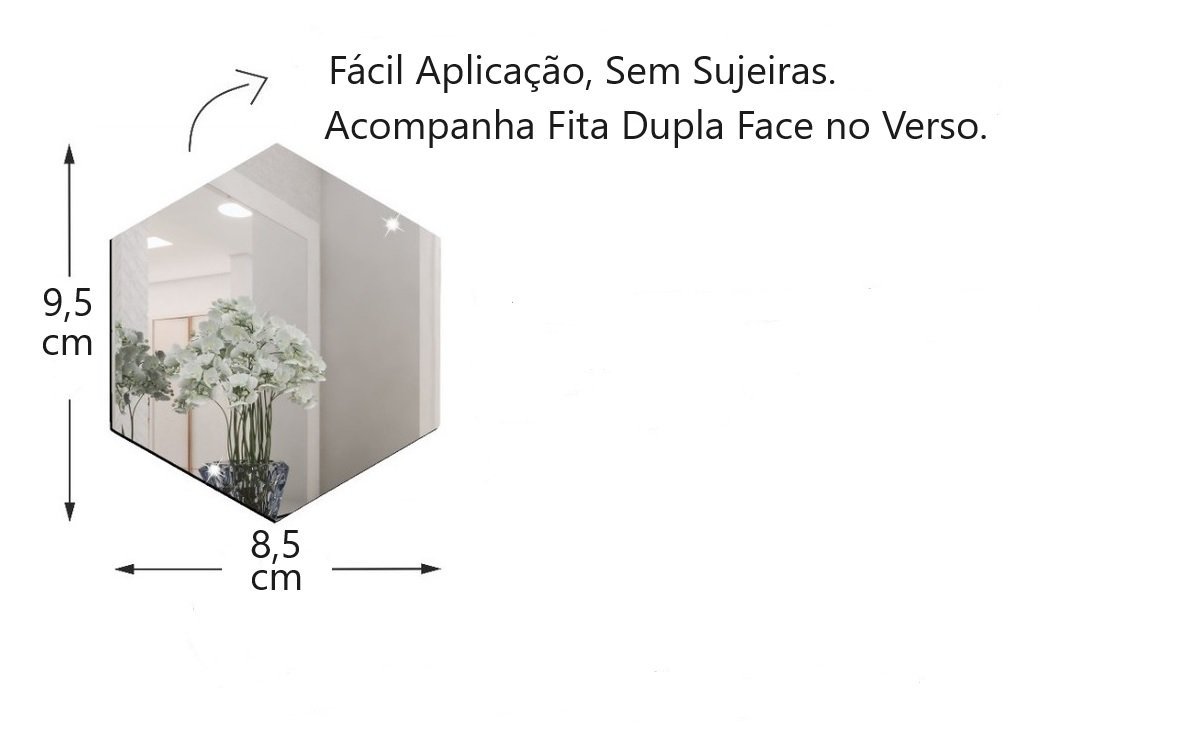Espelho Decorativo em Acrílico Parede Hexagonal 10 Peças - 5