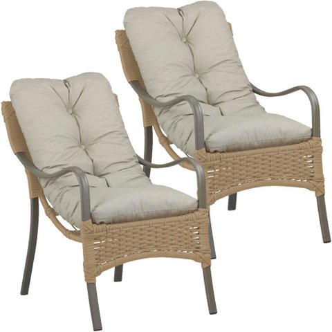 2 Poltronas Almofadadas Guanabara Alumínio para Varanda Jardim Piscina Trama Original