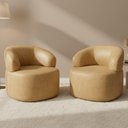 Ver imagem 1 de Kit 02 Poltronas Giratória Orgânica para Sala de Estar Living Helena L02 Couríssimo Fendi - Lyam