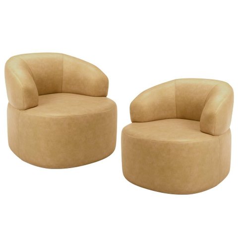 Kit 02 Poltronas Giratória Orgânica para Sala de Estar Living Helena L02 Couríssimo Fendi - Lyam
