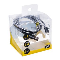 Cabo Iphone 5, 6, 7 ,8 , x Preto USB 1,2 Metros Lightning - 2