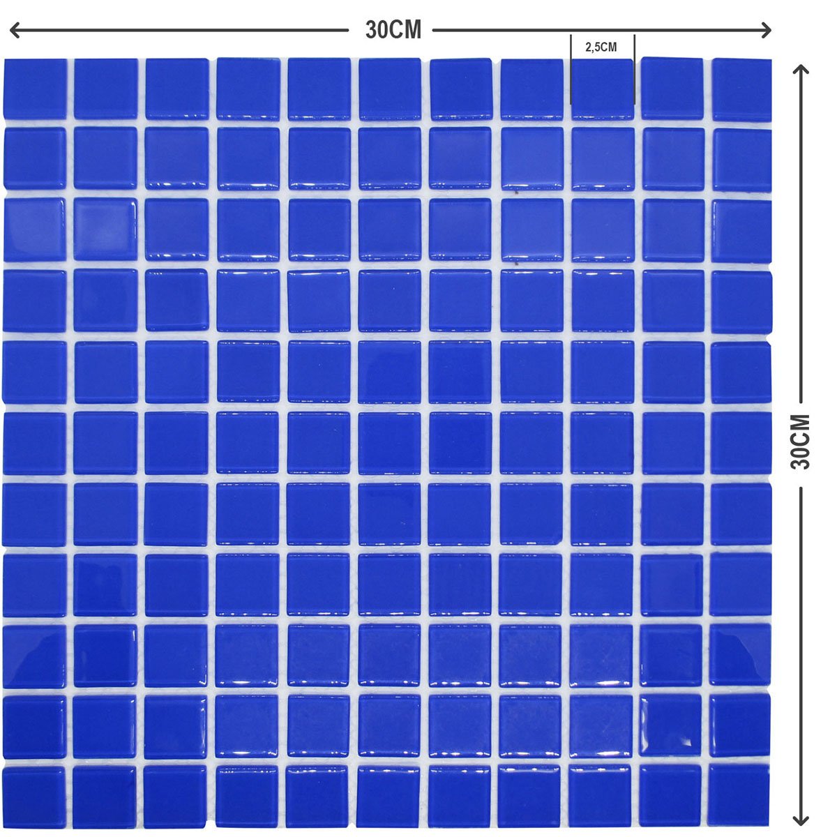 Kit 3 Unidades de Pastilhas de Vidro para Piscina Cozinha Banheiro Parede Azul 30x30cm - 6