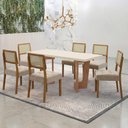 Ver imagem 1 de Mesa de Jantar Liz 160x80cm Vidro 40mm Cinamomo Off White com Kit 6 Cadeiras Veludo Bege - Valdemóve