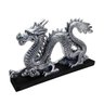 Dragão Chinês Serpente Kung Fu Prata Base Estátua Decoração - 2