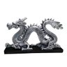 Dragão Chinês Serpente Kung Fu Prata Base Estátua Decoração - 1