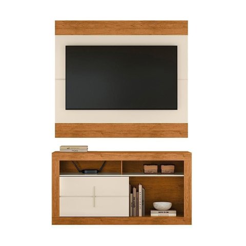 Rack com Painel para TV 55 Búzios MDF MDP Off White Canela Möbler