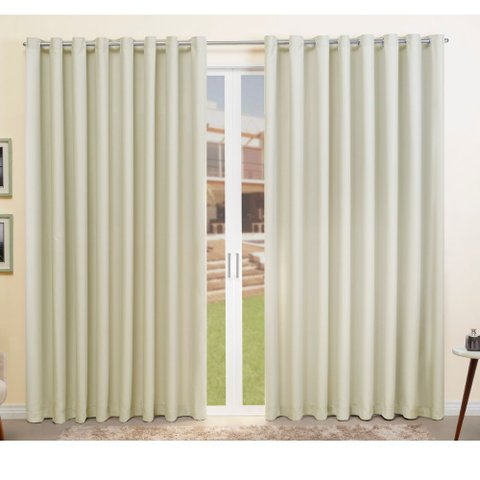 Cortina para Sala Blackout Tecido com Eliós Cromado 2.00m x 250m Moderna:Palha