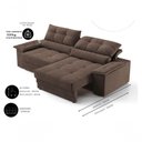 Ver imagem 3 de Sofá com Chaise Bariloche 4 Lugares Retrátil e Reclinável 240cm Marrom Cia Lar