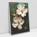 Ver imagem 1 de Quadro Decorativo Floral Luxo Petúnia em Tela Canvas Tacolado Moldura Flutuante 4,5cm Branca 80 X 12