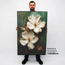 Ver imagem 2 de Quadro Decorativo Floral Luxo Petúnia em Tela Canvas Tacolado Moldura Flutuante 4,5cm Branca 80 X 12