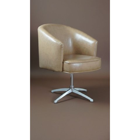 Poltrona Julia Giratoria Base Aluminio - Nobly Decor Couro Marrom