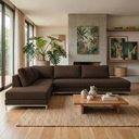 Ver imagem 1 de Sofá de Canto 5 Lugares com Chaise Lado Esquerdo em Veludo Marrom 293x200cm