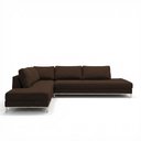 Ver imagem 2 de Sofá de Canto 5 Lugares com Chaise Lado Esquerdo em Veludo Marrom 293x200cm