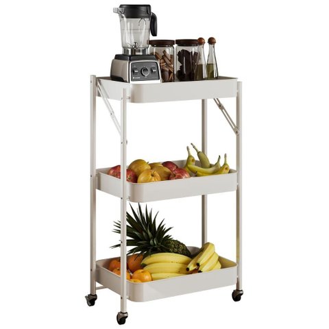 Carrinho Organizador Multiuso G7006 com 3 Bandeja e Rodízios Branco