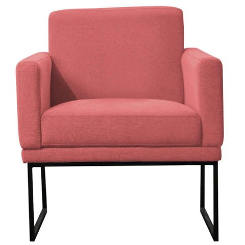 Poltrona Decorativa Juliette Suede Com Armação Preta Metal
