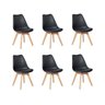 Kit 6 Cadeiras Eames Wood Leda Design - Preto - 1