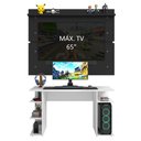 Ver imagem 1 de Mesa Para Computador Gamer e Painel Tv Branco/preto