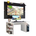 Ver imagem 2 de Mesa Para Computador Gamer e Painel Tv Branco/preto