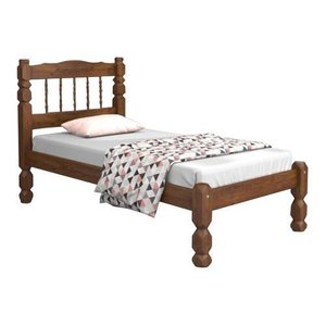 Cama Solteiro Madeira Maciça Palmo - Castanho