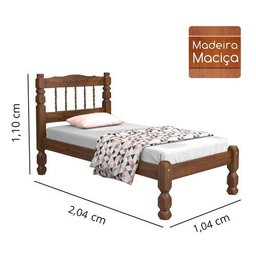 Cama Solteiro Madeira Maciça Palmo - Castanho - 3