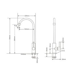 Torneira Cozinha Inox Giratória Mesa Longa NOX02 Doan - 5