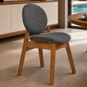 Ver imagem 3 de Cadeira para Sala de Jantar Cozinha Estofada Rattan Ibis L02 Linho Mescla Chumbo - Lyam Decor