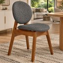Ver imagem 1 de Cadeira para Sala de Jantar Cozinha Estofada Rattan Ibis L02 Linho Mescla Chumbo - Lyam Decor