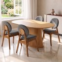 Ver imagem 5 de Cadeira para Sala de Jantar Cozinha Estofada Rattan Ibis L02 Linho Mescla Chumbo - Lyam Decor