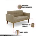 Ver imagem 3 de Poltrona Namoradeira Decorativa Karen Pés Fixo em Madeira Castanho Suede Nude G19 - Gran Belo