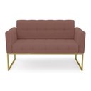 Ver imagem 3 de Sofá Namoradeira Elisa Veludo Base Metálica Industrial Dourado - D'Rossi Rose