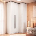 Ver imagem 1 de Guarda Roupa Modulado 100% MDF 2 Peças com Canto Reto 3 Portas Integrato Branco