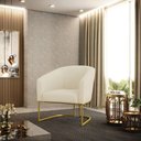 Ver imagem 2 de Poltrona Decorativa Industrial Dourado Kit 2 Stella Cotelê Ext/veludo Off White D03 - D’Rossi