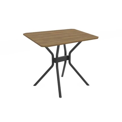 Mesa de Sala Jantar Loire Aço C/tampo Madeirado 90x90cm Preto Fosco/nogueira - Kappesberg