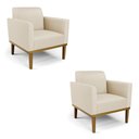 Ver imagem 1 de Kit 2 Poltronas Base de Madeira Fixa Castanho Marisa Corino D03 - D'Rossi Bege