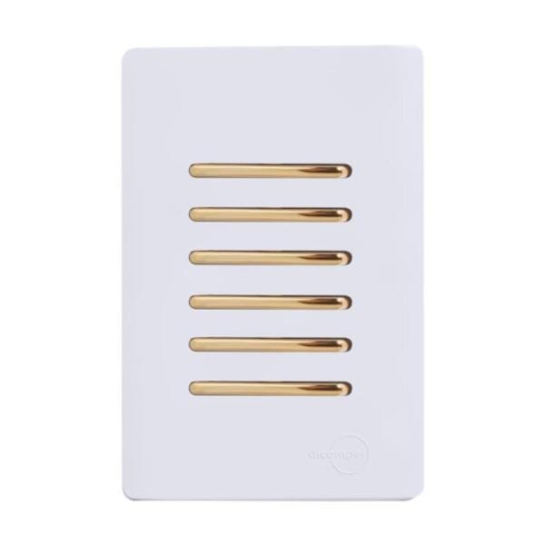 6 Teclas sendo 5 Three Way e 1 Simples Branco com Dourado - 1